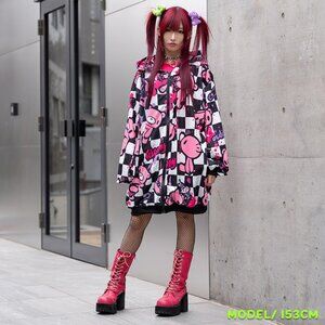 NEW ACDC RAG - Gloomy Bear Checked Gloomy Oversized Zip Up Hoodie